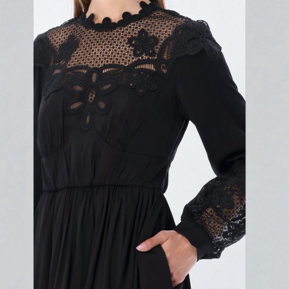 CLEAROUT Self Portrait Chemical Lace Bib Mini Dress Size 0 - Picture 5 of 16